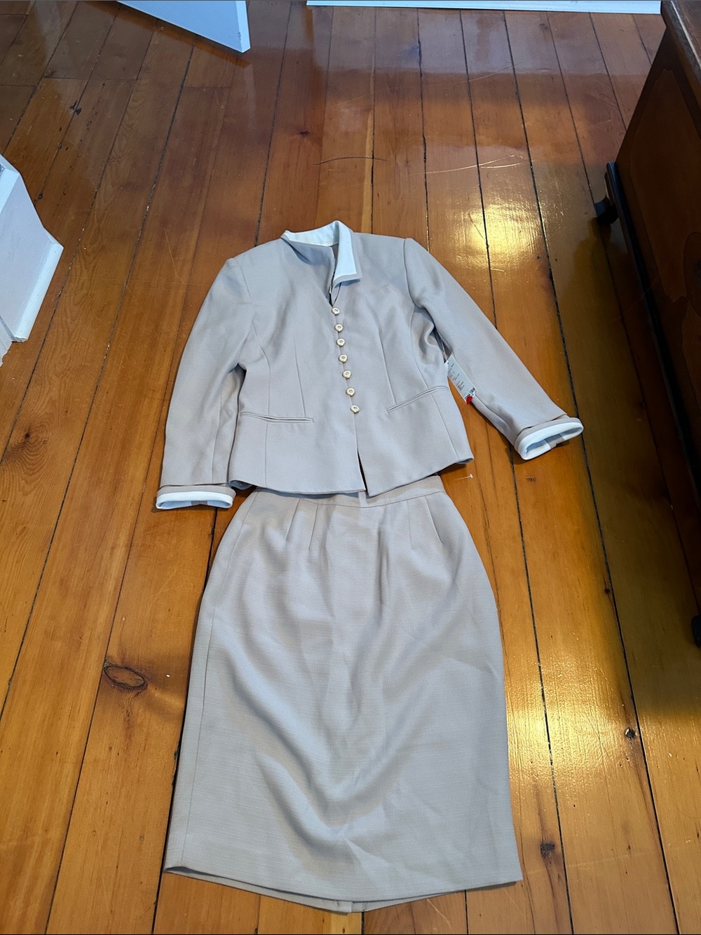 Tailored Cream Blazer and Pencil Skirt Set
